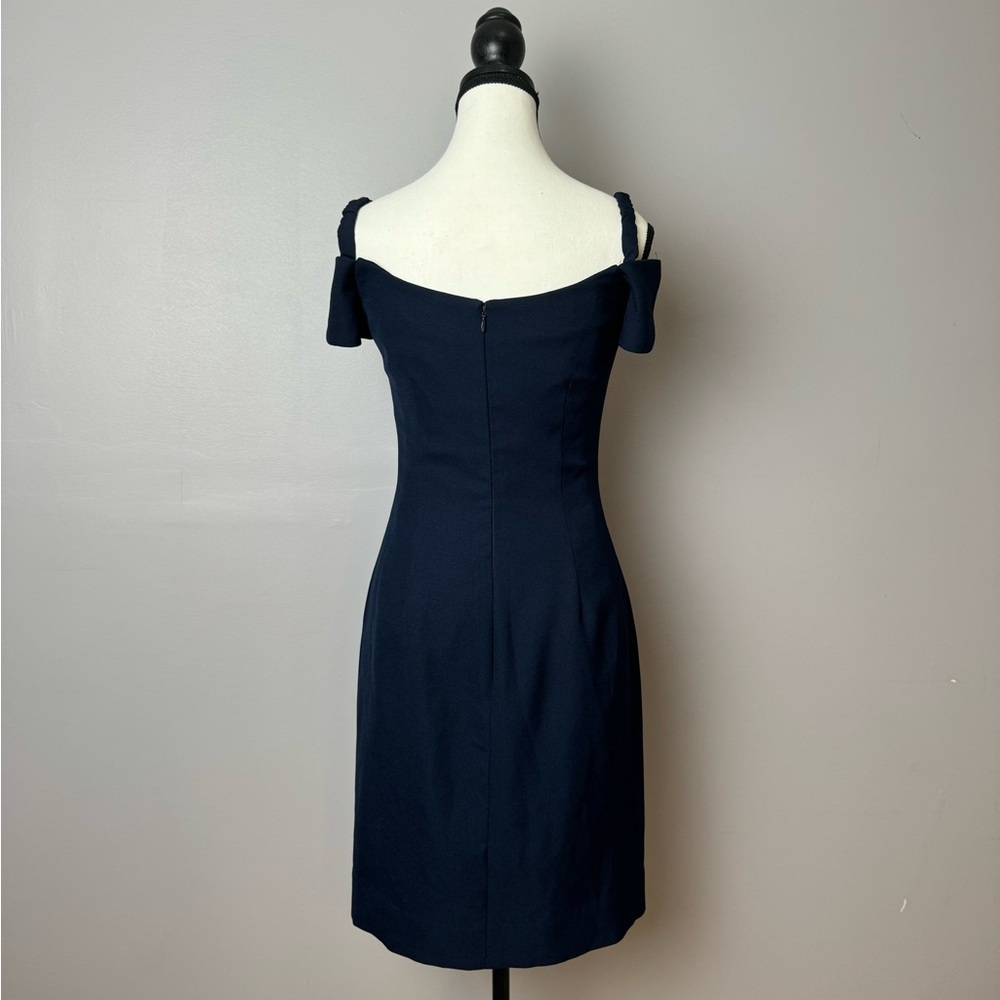 Vera Wang vintage navy knee length off the shoulder cocktail dress size 10 - Picture 8 of 10